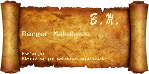 Barger Makabeus névjegykártya